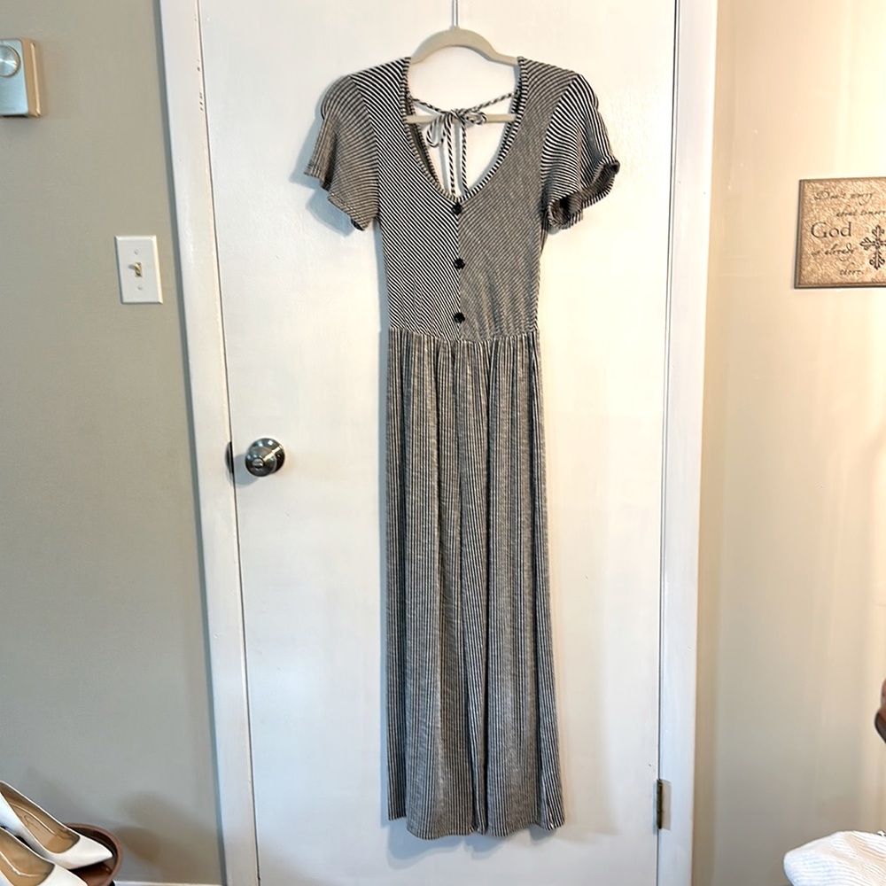 Small black and white striped jumpsuit